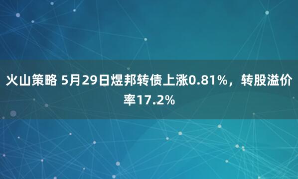 火山策略 5月29日煜邦转债上涨0.81%，转股溢价率17.2%